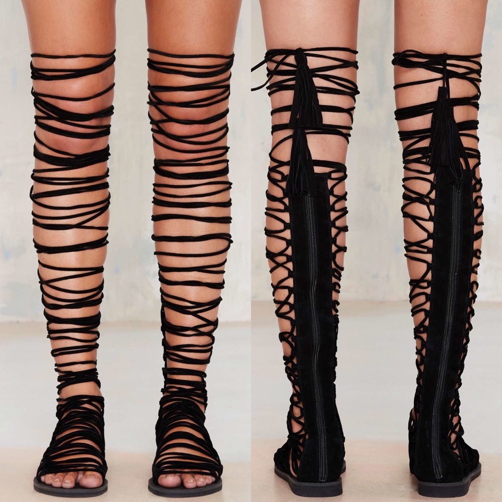 Jeffrey Campbell Black Valeria Tall Lace Up Sandal